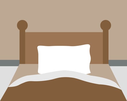 empty bed in a bedroom vector