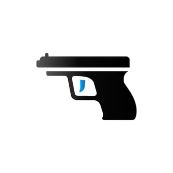 Arm gun icon in duo tone color. Automatic pistol weapon vector