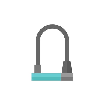 Bicycle lock in flat color style. Safety protection guard cycling transportation sport urban city vector