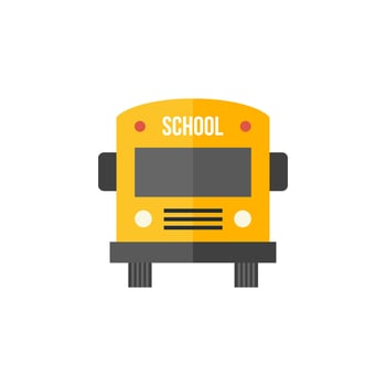 School bus icon in flat color style. Automotive car education kids service vector