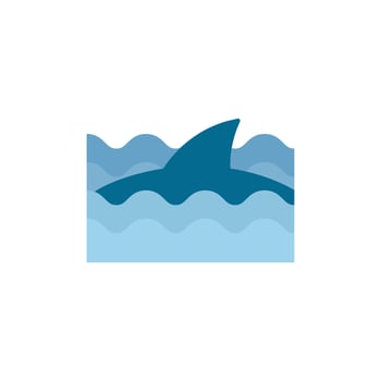 Shark icon in flat color style. Sea animal dangerous encounter beach vector