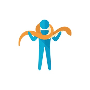 Man holding snake icon in flat color style. Zoo safari jungle posing photo vector