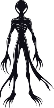 AI generated Silhouette alien black color only full body vector