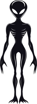 AI generated Silhouette alien black color only full body vector