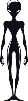 AI generated Silhouette alien black color only full body vector
