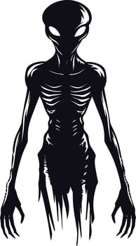 AI generated Silhouette alien black color only full body vector