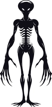AI generated Silhouette alien black color only full body vector