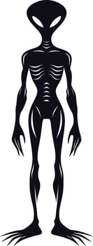 AI generated Silhouette alien black color only full body vector