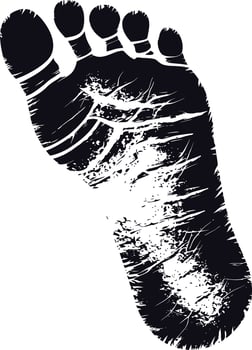 AI generated Silhouette foot print on the ground black color only vector