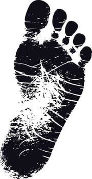 AI generated Silhouette foot print on the ground black color only vector