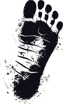 AI generated Silhouette foot print on the ground black color only vector