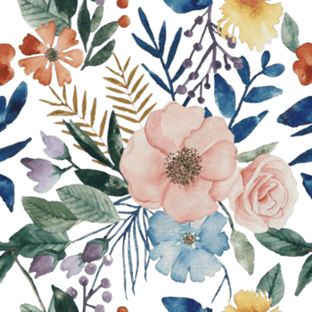 AI generated Floral watercolor tile png