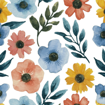 AI generated Floral watercolor tile png