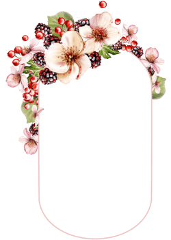 Watercolor festive invitation frame made of beautiful flowers and fruit berries with green leaves. Illustration png