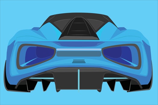 Car set from behind, isolated rear view. Realistic transportation. Modern urban blue sports vehicle. Realistic car design. Flat style vector illustration.