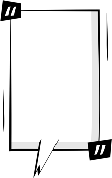 Black and white speech bubble balloon with quotation marks, icon sticker memo keyword planner text box banner, flat png transparent element design