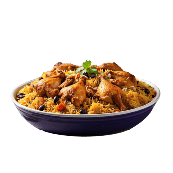 AI generated delicious Chicken Biryani in a single frame, beautifully presented in a dish Pro PNG