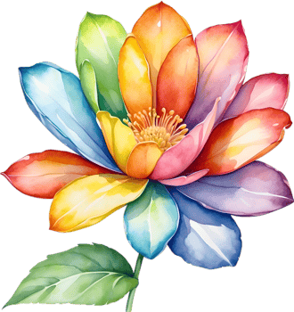 AI generated Watercolor painting of a cute rainbow flower. png