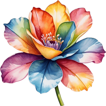 AI generated Watercolor painting of a cute rainbow flower. png