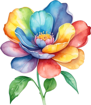 AI generated Watercolor painting of a cute rainbow flower. png