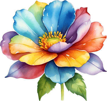 AI generated Watercolor painting of a cute rainbow flower. png