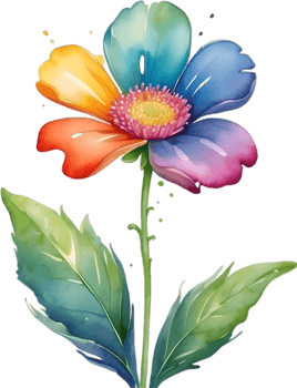 AI generated Watercolor painting of a cute rainbow flower. png