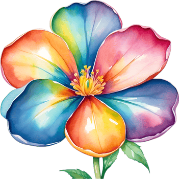 AI generated Watercolor painting of a cute rainbow flower. png