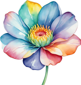 AI generated Watercolor painting of a cute rainbow flower. png