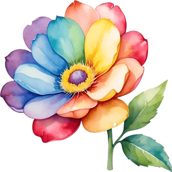 AI generated Watercolor painting of a cute rainbow flower. png