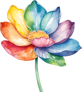 AI generated Watercolor painting of a cute rainbow flower. png