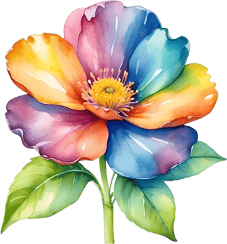 AI generated Watercolor painting of a cute rainbow flower. png