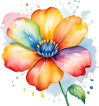 AI generated Watercolor painting of a cute rainbow flower. png