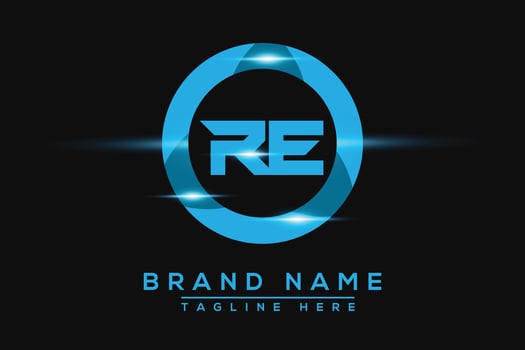 RE Blue logo Design. Vector logo design for business.