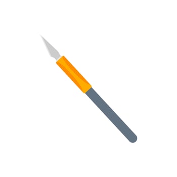 art knife or hobby knife flat design vector illustration. Detailed vector illustration of hobby and utility knife handles and blades. paper cutter, cutter breadboard, craft knife