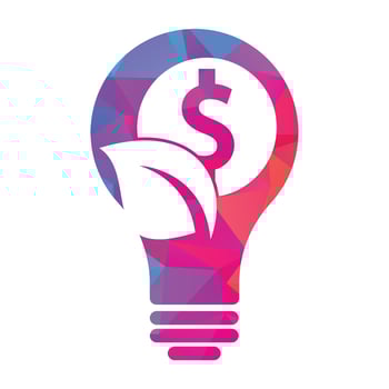 leaf coin bulb shape concept vector logo icon.