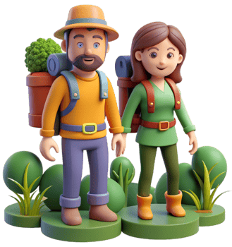 3d character couple travel illustration png