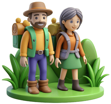 3d character couple travel illustration png