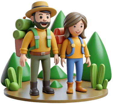3d character couple travel illustration png