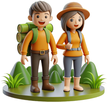3d character couple travel illustration png