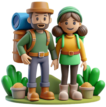 3d character couple travel illustration png