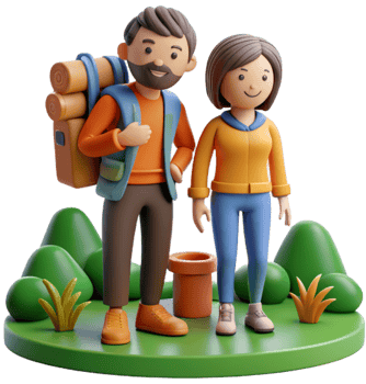 3d character couple travel illustration png