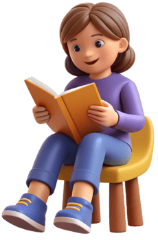 3d cartoon reading a book png