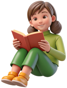3d cartoon reading a book png