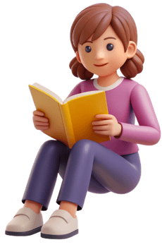 3d cartoon reading a book png