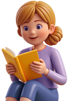 3d cartoon reading a book png