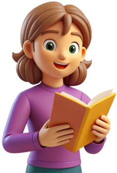 3d cartoon reading a book png