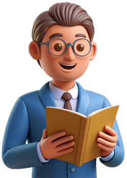 3d cartoon reading a book png