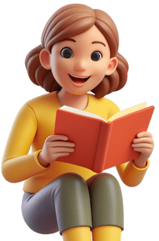 3d cartoon reading a book png
