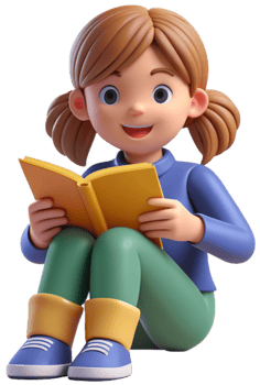 3d cartoon reading a book png