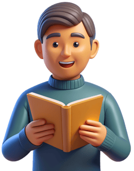 3d cartoon reading a book png
